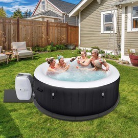 AFFLUENT 77" EVA Hot Tub Mat & Pad for Inflatable Tubs - 1/2" 12MM Thickened Non-Slip Outdoor/Indoor Protective Mat, Waterproof Durable Inflatable Hot Tub Accessories, Easy Clean (Black)