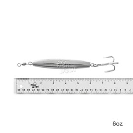 Fish WOW! 5pcs 6oz Diamond Jigs Chrome Silver jig with a Treble Hook