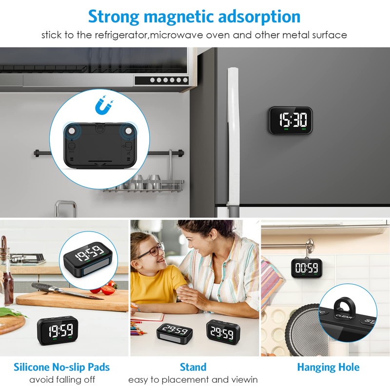 Newest AMIR Digital Timer, 3.5in Visual Timer Accurate Kitchen Timer,