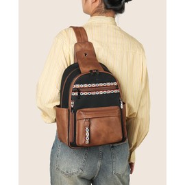 FADEON Sling Bag for Women Crossbody Purse Large Sling Backpack PU Leather Designer Anti Theft Sling Bags 4 RIDF Card Slot