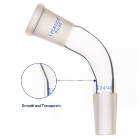 Labasics Glass 105 Degree Distillation Adapter, Borosilicate Glass Bent Adapter with 24/40 Joints for Laboratory Lab Supply