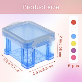 shioyoong 6 Pack Small Storage Mini Boxes with Lids, Clear Mini Plastic Storage Box, Stackable Mini Organizer with Lids for Jewelry, Crafts, and Office Supplies (Multi-color)