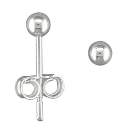 3mm Plain Round Solitaire BALL/BEAD Stud Earrings/Ear Studs for Women/Teenage/Girls - 925 Sterling Silver - Classic Round Solitaire BALL Studs