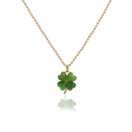 Sonateomber Green Clover Shamrock St.Patrick's Necklaces for Women, Cute Dainty Gold Four Leaf Pendant Chain Choker Day Prom Wedding Accessories Jewelry Gift