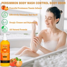 Hoveimpee Persimmon Body Wash Odor Eliminator, Persimmon Soap for Old People Smell Nonenal Soap, Purify Women Men Strong Smell, Refreshing Scent 10.12 fl.oz/300ml