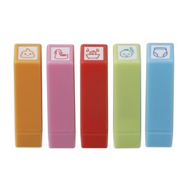 Gintori Sangyo Childcare Stamp, Set of 5, Life Stamp, Keep Your Child's Record Cute
