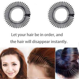 TUICARE 3Pieces Full Circular Stretch Comb Flexible Plastic Circle Comb Stretch Hair Comb Headband Hairband Holder for Women Girls