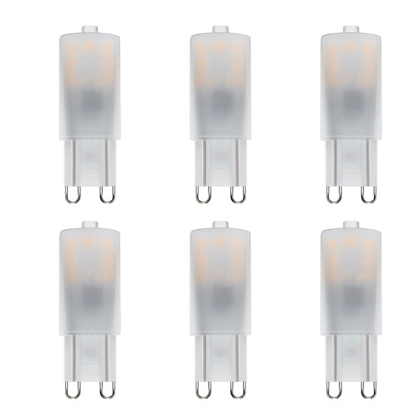 Makergroup 2.5W G9 LED Light Bulb, 20W 25W G9 Halogen Lamp Replacement Warm White 2700K 3000K Color for Chandelier Pendant Lights Wall Sconce Lights 120V Not Dimmable 6-Pack