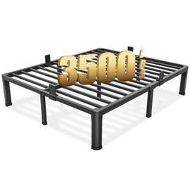 Yitong Angel 14 inch Full Size Bed Frame with Round Corner Legs Mattress Slide Stopper,3500 lbs Heavy Duty Metal Platform,Steel Slat Support,No Box Spring Needed,Easy Assembly,Noise Free
