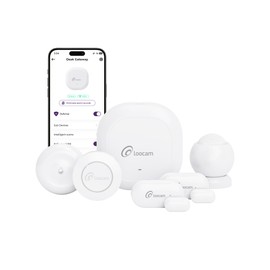 Loocam Smart Alarmanlage Haus, 6 Teiliges Set, Zigbee Verbindung, App Steuerung, Einfache Installation, 1 Gateway/Hub, 2 Tür- und Fenstersensoren, 1 Bewegungsmelder, 1 Smart Button, 1 Wassermelder