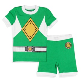 INTIMO Power Rangers Kids Mighty Morphin Character Tight Fit Shorts Sleep Pajama Set For Boys Girls (Toddler, Green Ranger, 5T)