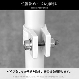 Koei KFBS21-31-WH-ST-2P Resin Pipe Clamp, 1.2 inches (31 mm), Compatible with Round Pipes, Reinforced Brackets, Stoppers, White, 2 Pieces