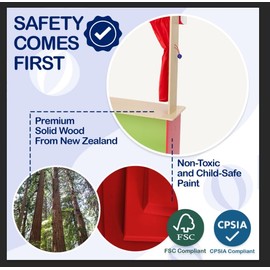 Monläurd® Wooden Puppet Theater for Kids – Montessori Pretend Play Stage, Puppet Show Set for Ages 4-8, Daycare & Home Use