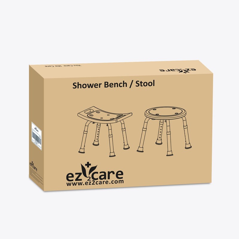 Ez2care Shower Chair, Adjustable Non-Slip Shower Bench with Suction Feet,