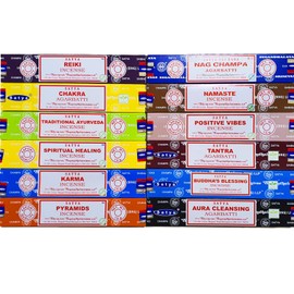 Satya Incense Sticks, Assorted 12 Fragrances (Pack of 3)