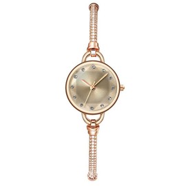Silverora Watches Women's Slim Bracelet: Diamond Decorated Dial Analogue Quartz Wristwatches Adjustable Women's Watches with Glitter Full Diamond Scale Gifts for Women Girlfriend Mother Gold