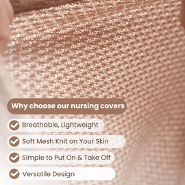Konssy Knitted Nursing Cover for Breastfeeding, Soft & Breathable Privacy Poncho, Multi-Use Feeding Shawl, Comfortable & Portable Breastfeeding Cover for Women (Camel)