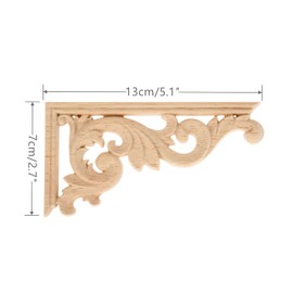 2pcs Links+rechts(pro 1pcs) Vintage skulptur aus Holz Blumenmuster Möbel Wohnung Deko Europäischer Stil Corner Flourish Decoration ohne Lack Gipüre Wand Möbel