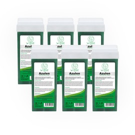 Wisse Make Up Roll on Wax Cartridge for Hair Removal, Hair Removal Roll-On, Wax Cartridge Roller for Legs and Arms, Depilatory Wax, Set of 6 Refill x 100ml (Azulen)