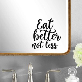Eat Better Not Less Wall Sticker Novelty Kitchen Inspirational Quote Wall Decal Décor (15cm x 14cm, Black)