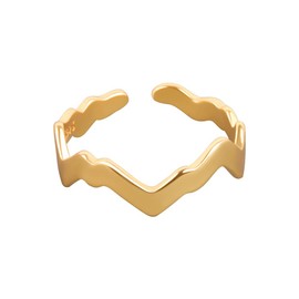 Chengxun Minimalist Irregular Wave Ring Opening Adjustable Shiny Simple Curved Index Finger Ring Party Jewelry for Women