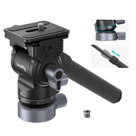 Upgraded SmallRig Tripod Video Head, 2-Way Head Fluid Head, Removable Handle, Pitch 90°/-55° and Horizontal 360° Adjustable, Leveling Base 10°/-10° Angle Range Adjustable, Arca-Swiss Quick Release