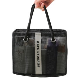 Spa Bag, Sento, Mesh, Hot Spring Bag, Quick Drying/Ami, Bath/Shower Bag, For Swimming Equipment Holder, Storage Utility (Black)