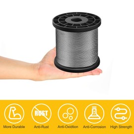 1/16" Wire Rope,328FT Stainless Steel Cable with 150Pcs Crimping Sleeves,7x7 368lbs Breaking Strength for Garden Wire,Aircraft Cable