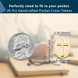 Gaberic 20 Pcs Pocket Cross Coins - 2 Sided Crosses Token - Good Luck Charms - Pocket Crosses Metal - Christian Coins Tokens - Faith Pocket Token - Small Cross - Catholic Gifts(Gold)