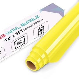 IModeur Yellow Heat Transfer Vinyl — 30.5 x 152.5 cm(12'' x 5 Ft) Iron on Vinyl for Fabric, PET Backing Yellow Vinyl for T-Shirts, Clothes, Hats, Bags and Other Textiles, HTV Vinyl Roll Easy to Weed