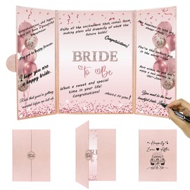 DARUNAXY Bridal Shower Decorations, Rose Gold Bride to Be Alternative Signature Guest Book for Women Bride to Be Gifts Signing Card Board Party Supplies for Wedding Bachelorette Hen Party