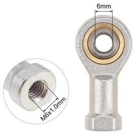 TA-VIGOR 2Pcs 6mm Rod End Bearings Female Thread SI6T/K, M6x1.0 Bore Spherical Joint Bearings Self-Lubricating Carbon Steel Rod End Ball Bearings for Linkage, Motion Applications