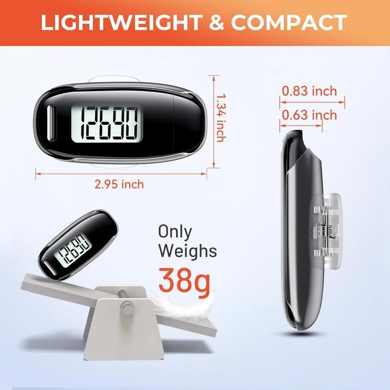 3D Pedometer for Walking, Simple Walking Step Counter with Removable