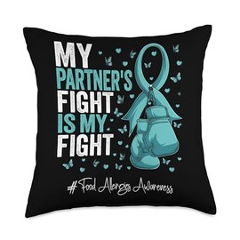 Teal Ribbon Partner Food Allergies Awareness Throw Pillow