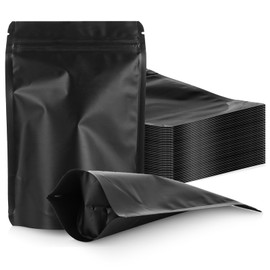 AKOLAFE 200 Pack Mylar Bags Small Baggies 10 x 15cm Smell Proof Bags Resealable Ziplock Baggies Black Sealable Bags for Food Storage