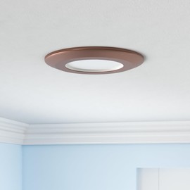 Jolux 4 Pack Bronze Matte Plastic Ring Trim for Decorated 5/6 Inch Lighting Fixture Recessed Downlight, Can Lights Trim Cover Outer Diameter 7.59", Inner Diameter 4.44",Thickness0.37...…