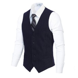 Gioberti - Chaleco de 5 botones para hombre, mezcla de lana, tweed, Marino, Large