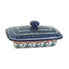 Blue Rose Polish Pottery Peach Posy Butter Dish