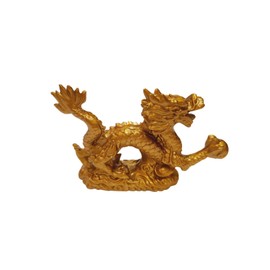 DMtse Chinese Feng Shui Dragon Lucky Golden Color Figurine Statue for Luck & Success 4 inch Long with Box
