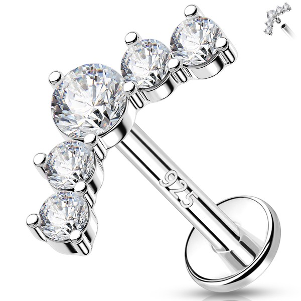 Melighting Helix Piercing Stud Sterling Silver 925 Tragus Earrings Curved