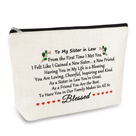 Sister in Law Makeup Bag Sister in Law Appreciation Gift Bonus Sister Friendship Gift Travel Cosmetic Bag Sister In Law Birthday Gifts Christmas Thanksgiving Gift for Sister in Law Unbiological Sister