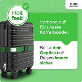 Luggage Strap Set of 2 – Suitcase Straps Safe & Eye-catching – Luggage Strap with Name Tags – Luggage Strap – Green