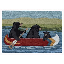 Liora Manne Frontporch Hand-Tufted Indoor/Outdoor Easy Care Area Rug Rug-Transitional, Whimsical, Animal, Contemporary, are We Bear Yet? Lake 2' x 3'