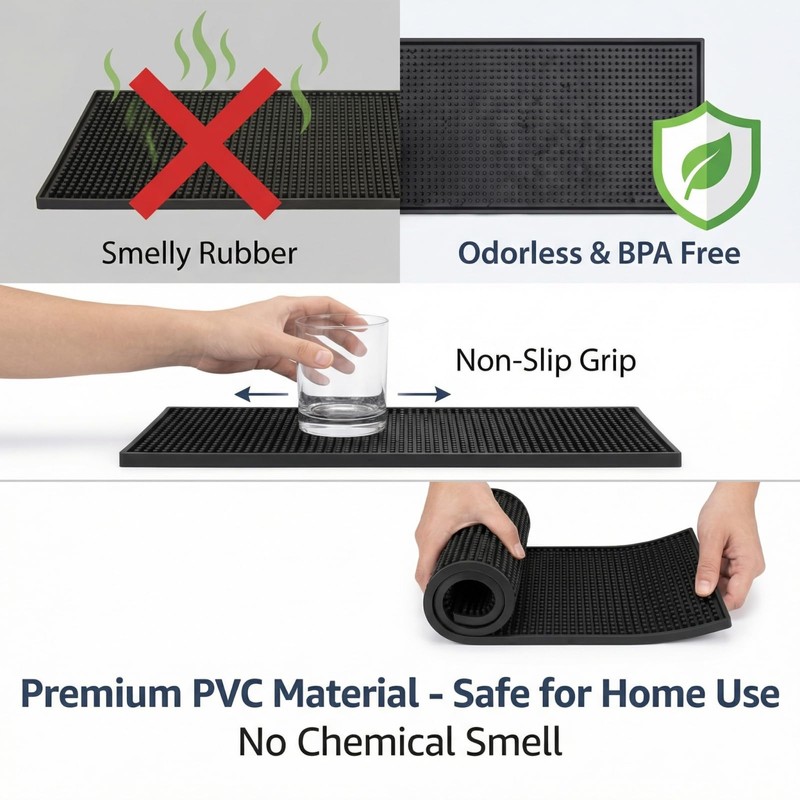 Home Bar Mat, No Strong Plastic Odor, Non-Slip Spill Mat,