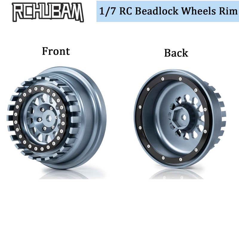 RCHUBAM 1/7 RC Beadlock Wheels Rim 4PCS RC Rock Crawler