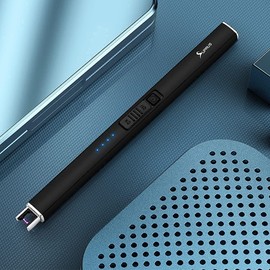 SUPRUS Electric Lighter Arc Windproof Flameless USB Lighter Rechargeable Lighter with Safety Lock for Candle BBQ Camping (Black)