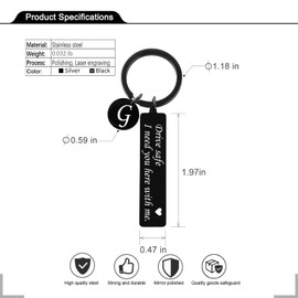 CINDYHE Drive Safe Keychain Gift for Boyfriend Valentines day I Love You Gifts for Him I Need You Here 26 Initial Letter, G-black, drive safe keychain