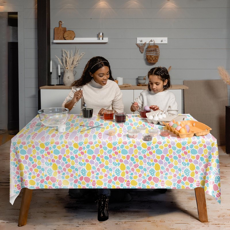 BFB Easter Egg Tablecloths Disposable 54 x 108 Inch Party