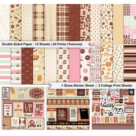 Inkdotpot Baking Theme Collection Double,Sided Scrapbook Paper Kit Cardstock 12"x12" Card Making Paper Pack Of With Sticker Sheet - 16 Pages - Multicolor