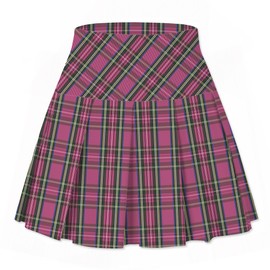 SANGTREE Women's Quick Dry Pleated Tennis Skorts Skirts, High Waisted Cute Running Golf Athletic Mini Skirt with Shorts Pockets, Quick Dry Hot Pink Plaid, US M